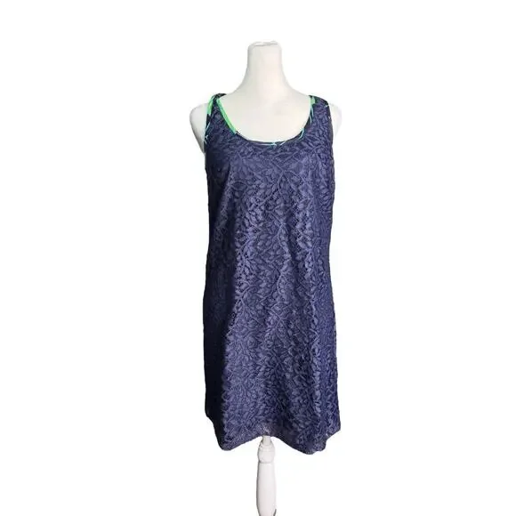Lilly Pulitzer Womens Sz Small True Navy Jungle Betty Lace Racerback Tank Dress - Picture 3 of 8